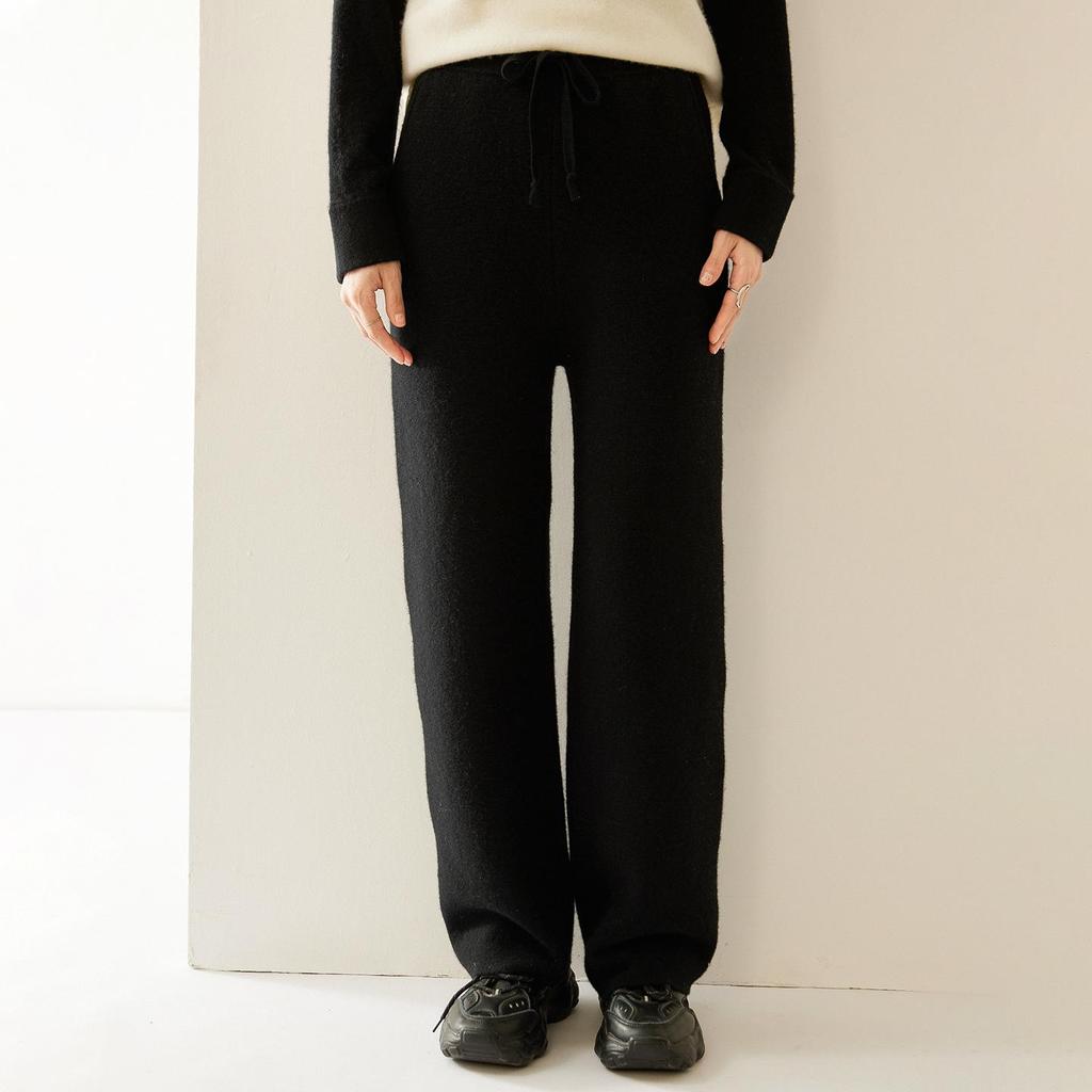 Women's High-Waist Cashmere Wide-Leg Knit Pants