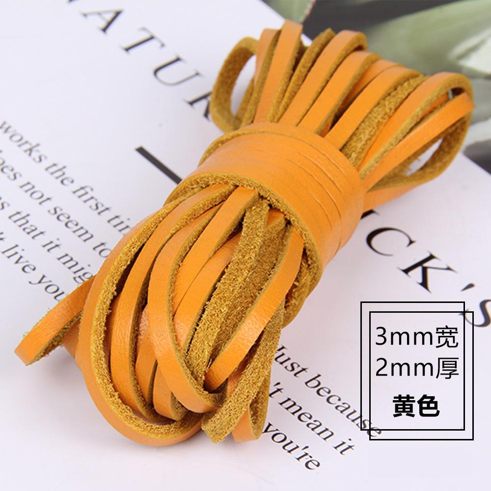 Diy Jewelry Accessories 3Mm Wide 2Mm Thick Square Cowhide Rope Bracelet Necklace Sweater Chain Woven Rope Genuine Leather Leather Rope