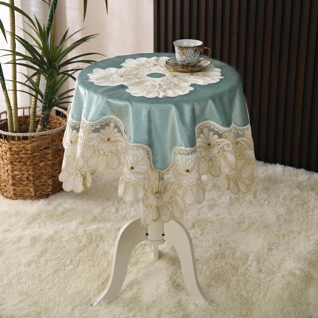 New Light Luxury Tablecloth Suede Plate with Embroidered Diamond High-Grade Tablecloth Home Decorative Tablecloth