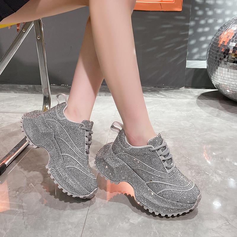 Full Diamond Daddy Shoes Women's Platform Tide Versatile Casual Sports Shoes