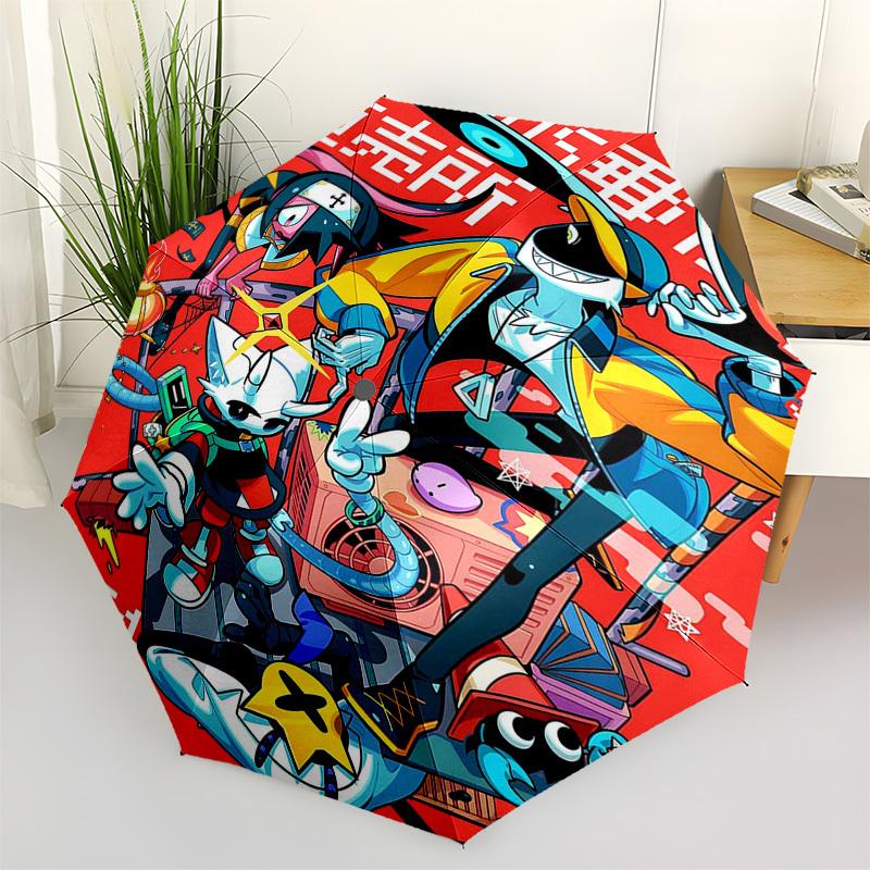

1pc Ghostwire: Tokyo Inspired Outdoor Umbrella - Automatic Opening/Closing, Portable 3-Fold Design, 8-Bone Iron Frame, Perfect Gift for Fans, Tra