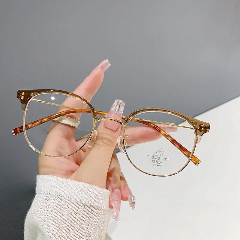 Женские Оптические Очки с Полуободком Мужские Женские Антирадиационные Компьютерные Очки Новые Оптические Очки Блокирующие Синий Свет