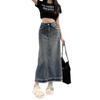 Women's Retro High-Waist Denim Skirt - Summer A-Line, Hip-Hugging, Meat-Covering Design