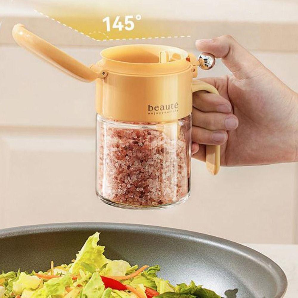 Push Type Glass Seasoning Jar 400ml Sugar and Salt Container Durable Salt Seasoning Box  Restaurant