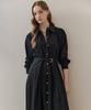 MAXZA Asymmetrical Drape Belted Shirt Dress