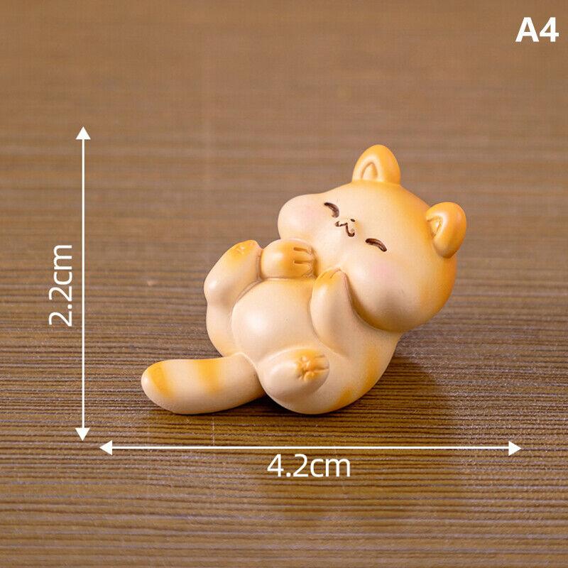 Cute Figurines Miniature Cartoon Chubby Cat Resin Ornament Micro Landscape D GF