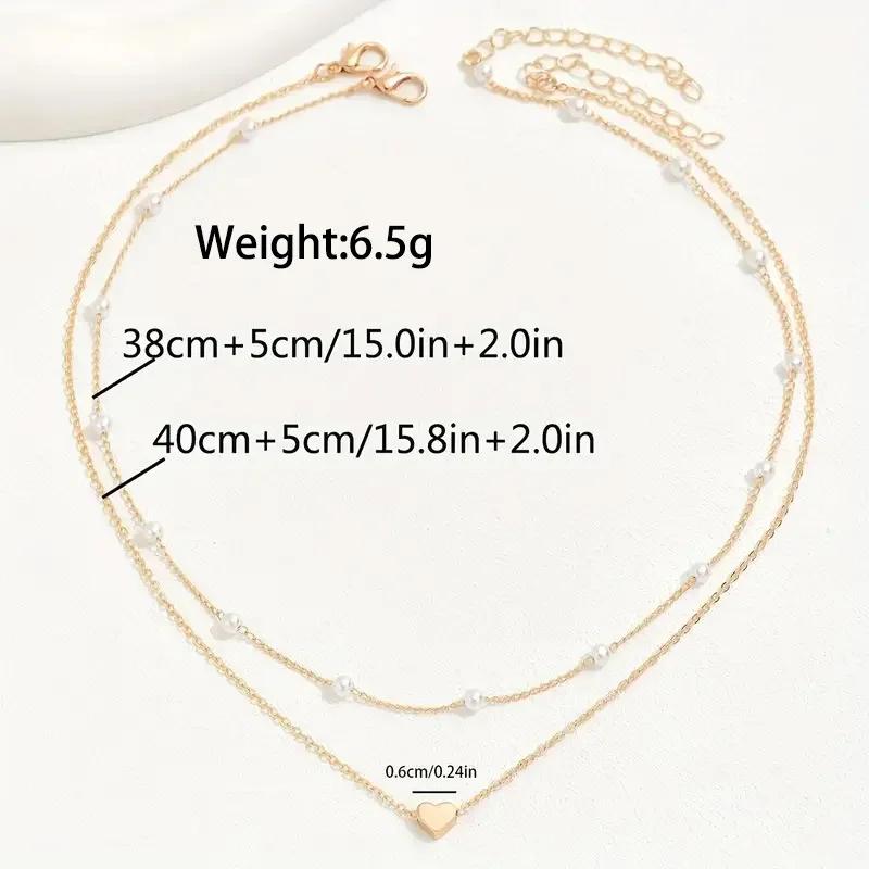 Fashion Heart Pendant Necklace For Women Artifical Pearl Gold  Color Chain Choker Girls Elegant Party Jewelry Accessories