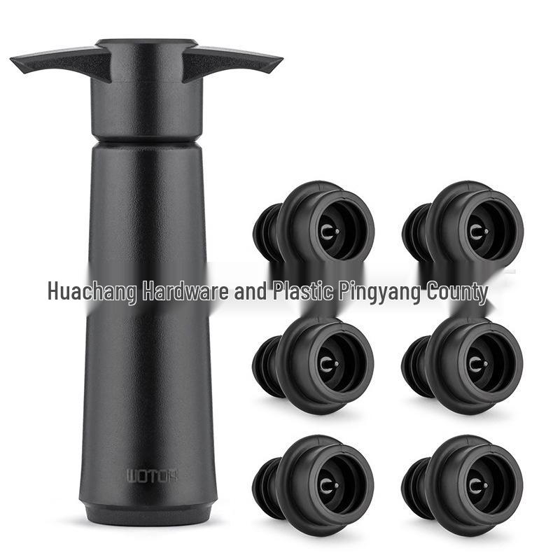 Pompka próżniowa do wina ze stali nierdzewnej i czarnej z korkiem silikonowym