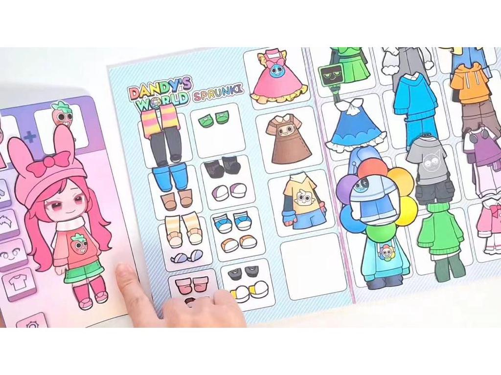 Sprunki No-Cut Quiet Book Girl: Handmade Fun Dress-Up DIY Decompression Toy