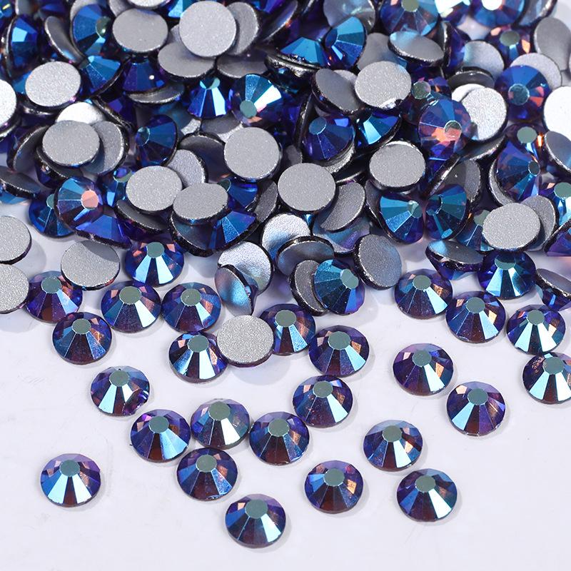 Color Ab Crystal Glass Flat Bottom Drill Round Nail Drill Diy Colorful Nail Jewelry