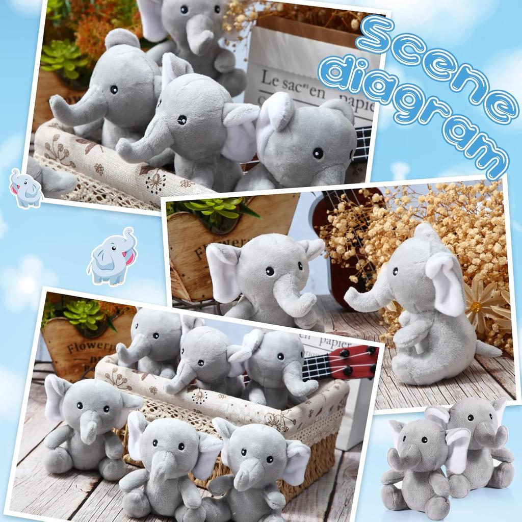 Jenaai 12 Pcs Mini Elephant Stuffed Animals 4 Inches Small Cute Soft Forest Plush Elephant Toys for Boys Girls Baby Shower Decorations Birthday Party