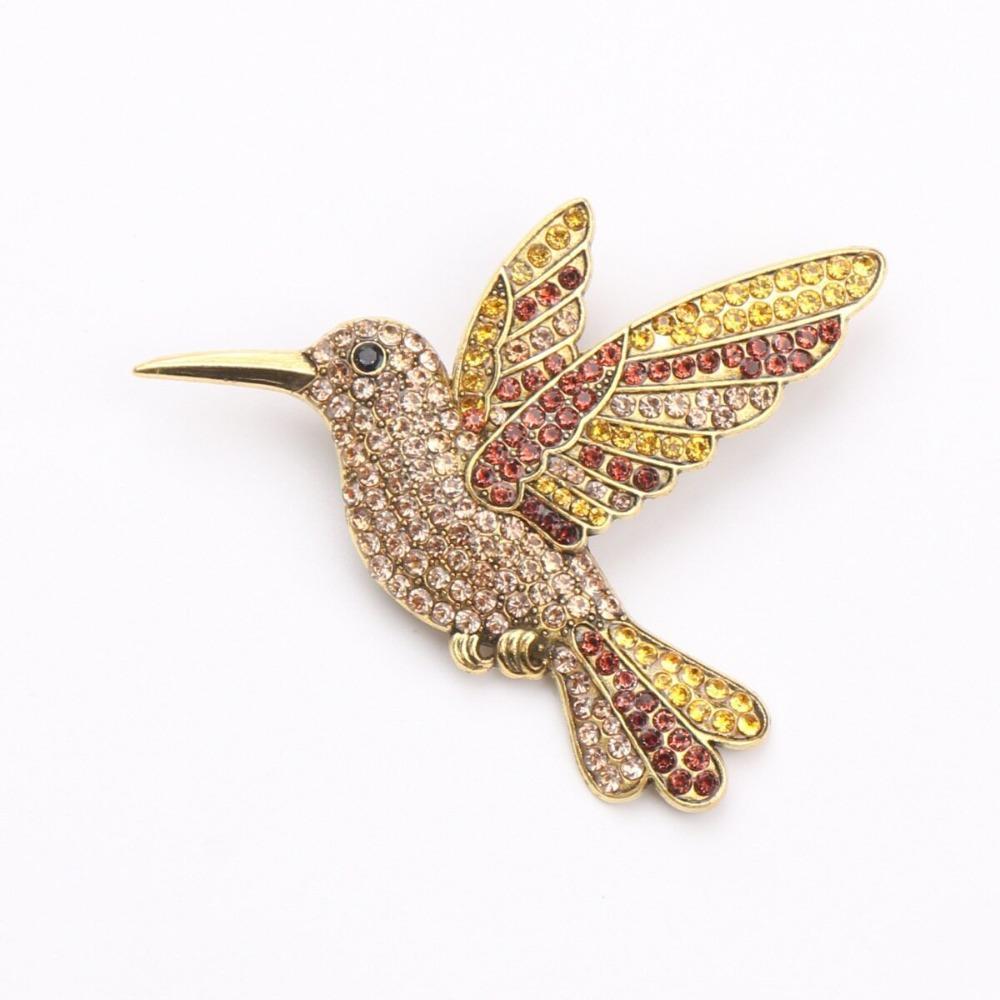 Fashion Sparkling Hummingbird Brooches Luxury Novelty Rhinestone Brooches Elegant Animal Brooches Wedding