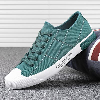 Kupa brezentowych butów dla mężczyzn zielona krata płaskie buty męskie sznurowane oddychające obuwie męskie espadryle zapatos hombre