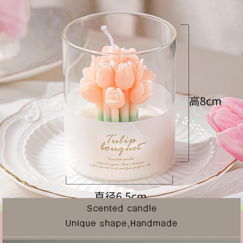 Lover flower scented candle ins atmosphere fragrance gift box tulip bouquet shape scented candle cup