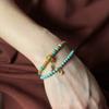 Turquoise Beads Bracelet for Women Retro Layered Design Ancient Gold Crafts Tassel Green Bracelets Fashion Party Jewelry Gifts