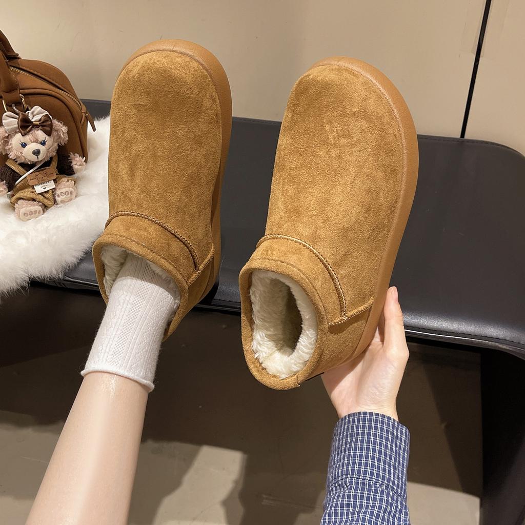 Winter Ugly Cute Big Head Snow Boots Women's New Thick-soled Thickened Velvet Warm and Comfortable Cotton Shoes In Autumn and Winter