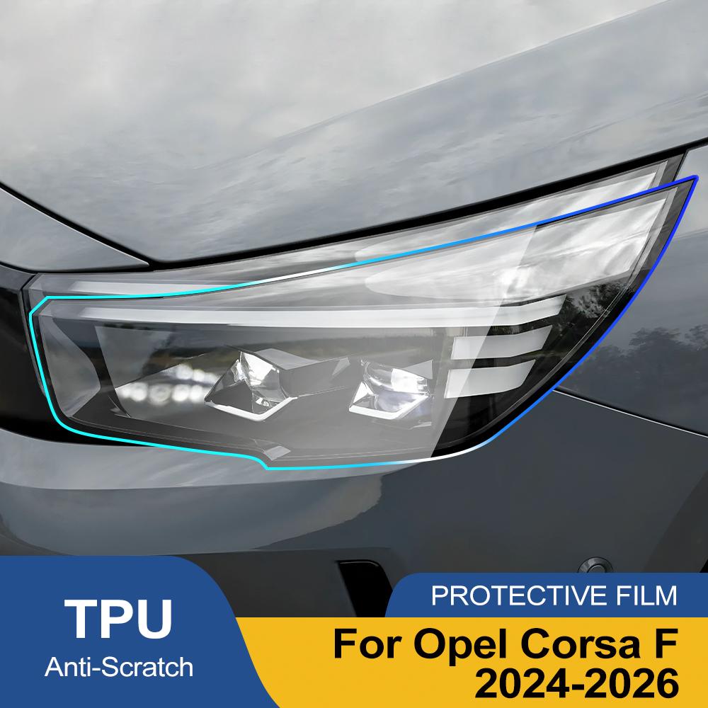 Für Opel Corsa F 2019-2026 Rauchschwarz Hochglanz TPU Scheinwerfer PPF Folie Vorgeschnitten Kratzfest Schutz Vinyl Wrap Abdeckungs-Kit