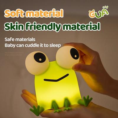 Frog Night Light Soft Silicone Nursery Night Lamp Rechargeable LED Bedside Lamp with Timer for Boys Girls Christmas Room Decor