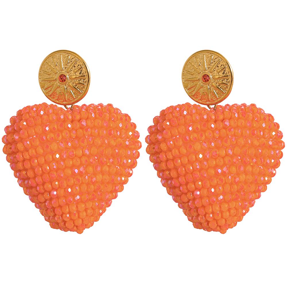

Yhpup Stainless Steel Colorful Candy Crystal Heart Drop Earrings Women Sweet Cute Summer Handmade Fashion France Boho Jewelry
