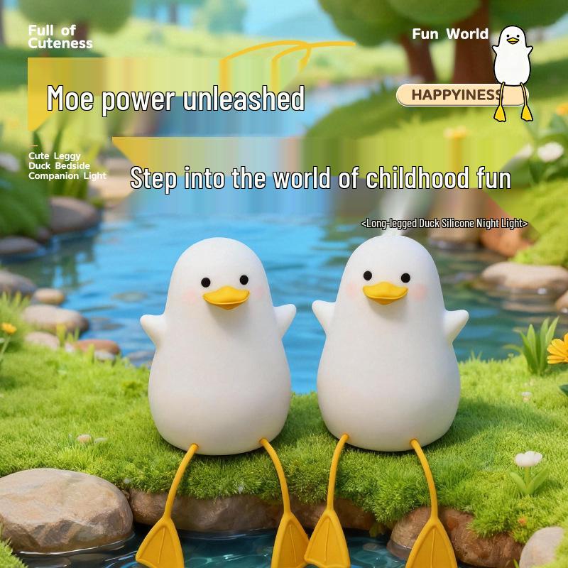 

Interactive Silicone Duck Night Light - Rechargeable Bedside Lamp with Sensor Warm Light