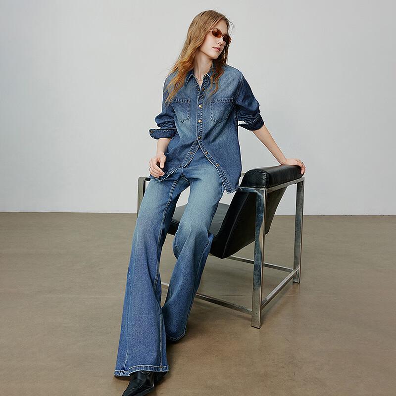 Chuyu Women's Gradient Denim Cardigan Shirt