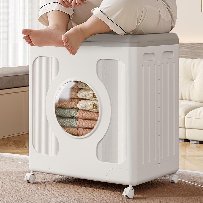 Large Capacity Foldable Clothing Storage Box with Wheels and Flip-Top