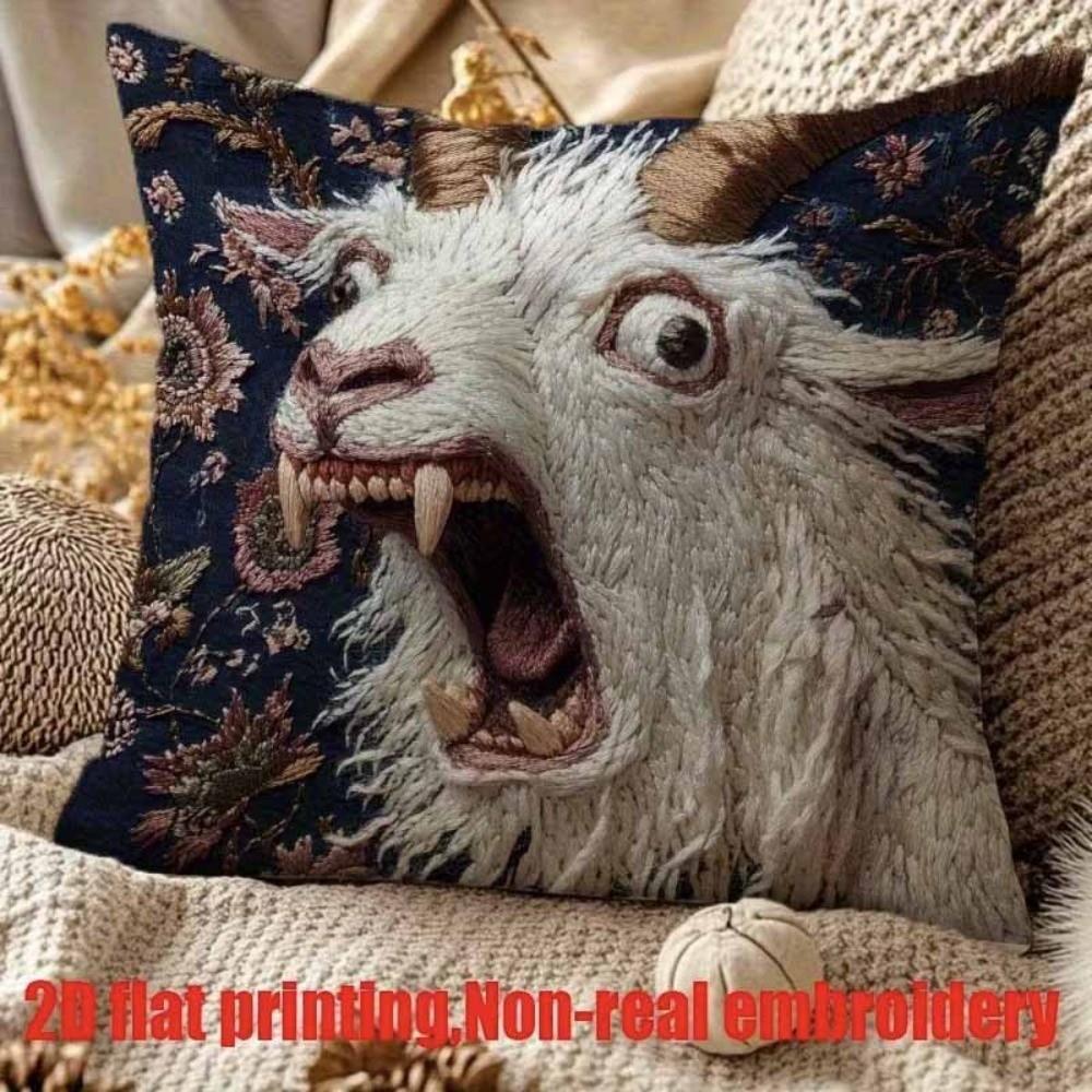 

New Super Soft Pillowcase Simulated Embroidery Rabbit Cats Sheep Pillow Case 18x18in 2D Pattern Cushion Cover Home Decor