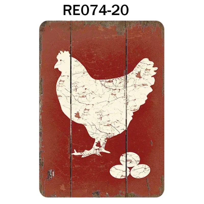Happy-Hens Fresh Eggs Metal Tinplate Poster Chickens Farm Shop Poster Vintage Restaurant Wall Decor Retro Plaque Signs 20*30cm
