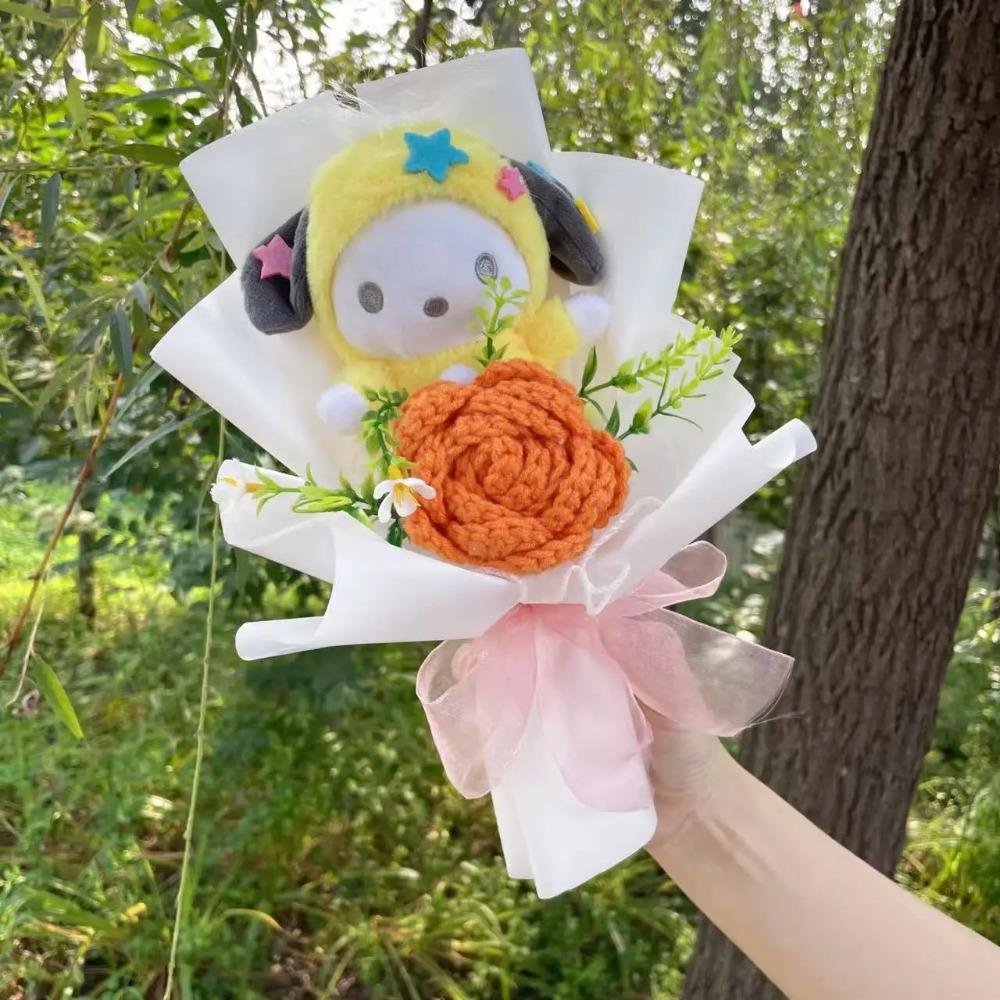Bambole Gatto Kawaii Hello Kitty con Fiori Artificiali Bouquet Creativo Regali di Natale San Valentino Compleanno Laurea