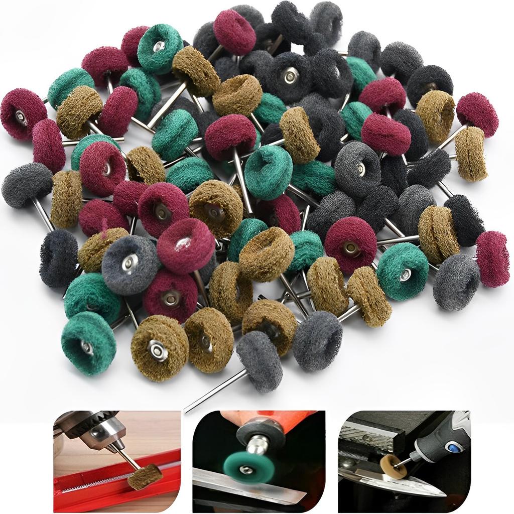 5/50Pcs Mini Brushes Nylon Fiber Grinding Sanding Head Drill Abrasive Polishing Wheel Rotary Tools Rust Remover Accessories Set