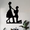 Metal Wall Art Proposal Scene Romantic Statue Mural Valentine Gift Wedding Anniversary Home Decor Rust Resistant Sculpture