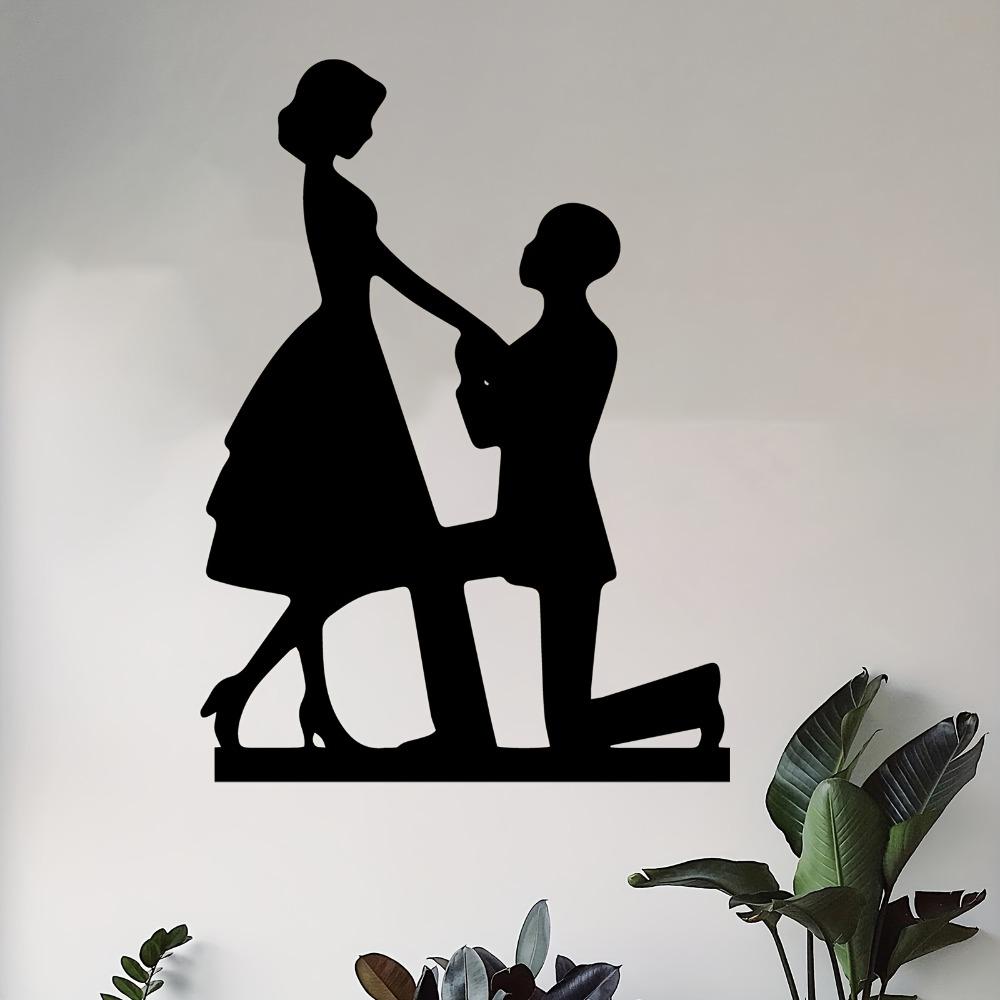 Metal Wall Art Proposal Scene Romantic Statue Mural Valentine Gift Wedding Anniversary Home Decor Rust Resistant Sculpture