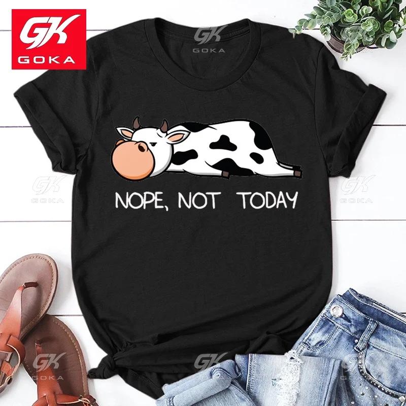 

Cute Cows Nope Not Today Cottn T Shirts for Women Summer Tee Shirt Femme Casual Short Sleeve Round Neck Tops Unisex T Shirt 3XL
