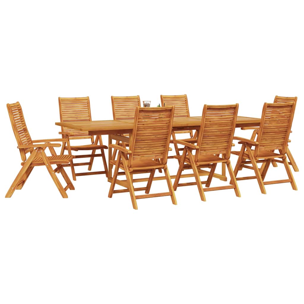 Garden Dining Set 9 pcs Brown Solid Acacia Wood
