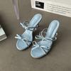 Fashion Summer Women Slippers Open Toe Butterfly-knot High Heel Slides Ladies Outdoor Stripper Party Sandalias