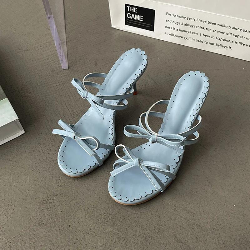 Fashion Summer Women Slippers Open Toe Butterfly-knot High Heel Slides Ladies Outdoor Stripper Party Sandalias