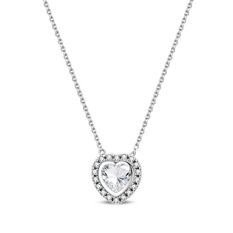 925 Silver Diamond Pendant Necklace Shiny Key Gem Heart Shaped Pearl Cross Lucky Chain for Women Fine Jewelry Gifts