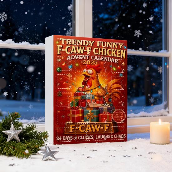 Caw-F Advent Calendar 2025 Chicken Ornaments 24-Day Countdown Box Christmas Tree Hanging Decor Multifunctional Holiday Decoration for Kids