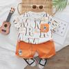 2023 New Summer Short Sleeve Baby Two-Piece Suit with Letter Print for Boys & Girls