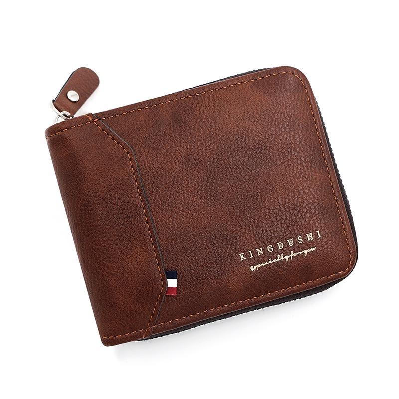 Fashion Splice Men's Short Wallet Chain Zero Wallet Multi Card Bag Zipper Men's Wallet