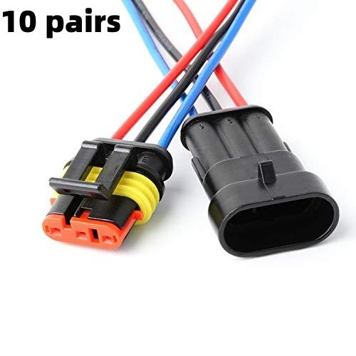 5/10sets 2/3 Pin Way Connector Waterproof Connectors Male & Female Way 16 AWG Wire For Car Truck Boat And Other Wire Connections