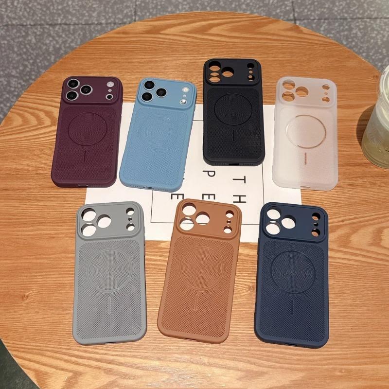 Honeycomb Holes Heat Dissipation Silicone Soft Phone Case for iPhone 17 16 15 13 12 18 Pro Max 14 Plus Shockproof Cooling Cover