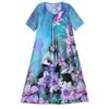 Zomer elegante lange jurken voor dames plus maat losse damesjurk met korte mouwen en vintage print