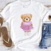 Cute Little Bear Print TShirt Summer Trend White Short Sleeve Neck Casual Sports Aesthetic Clothes Womens Graphic T Shirts