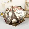 Vintage Parisian Elegance Portable Automatic Umbrella Sturdy 8-Rib Shaft Compact Design Travel Essential Outdoor Accessory Best for Christmas