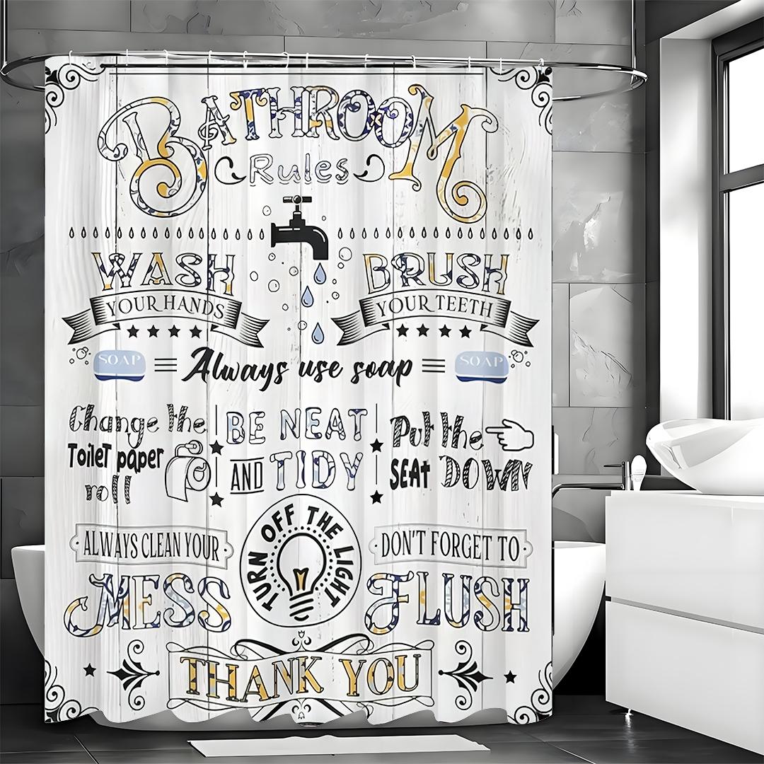 

Забавные Вдохновляющие Жизненные Цитаты Правила Туалета Простая Шторка для Душа, Декоративная Шторка для Душа для Ванной, Водонепроницаемая Шторка для Душа 90*180cm