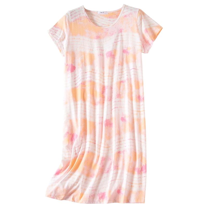 Women Round Neck Short Sleeve Casual Nightdress Printed Loungewear