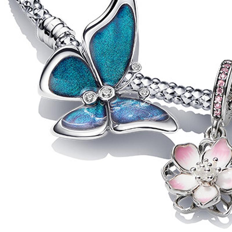 Pandora Butterfly Flower Pendant Charm 925 Silver Bracelet Women Bracelets ZT3125