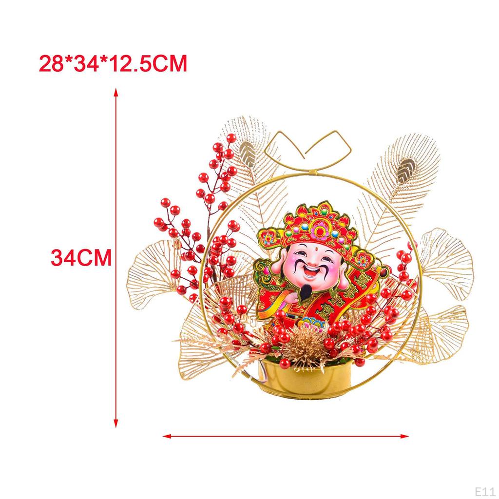 Chinese Year Ornaments Desk Night Light Lighted Artificial Potted Flower for Wedding