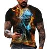 Flame Skull Print T Shirt For Men Funny 3D Pattern Streetwear Summer Hip Hop Trend Oversized Tee Leisure O-neck Short Sleeve Top